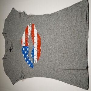 Hybrid Apparel Patriotic Lips  Sleeveless Tee Size L